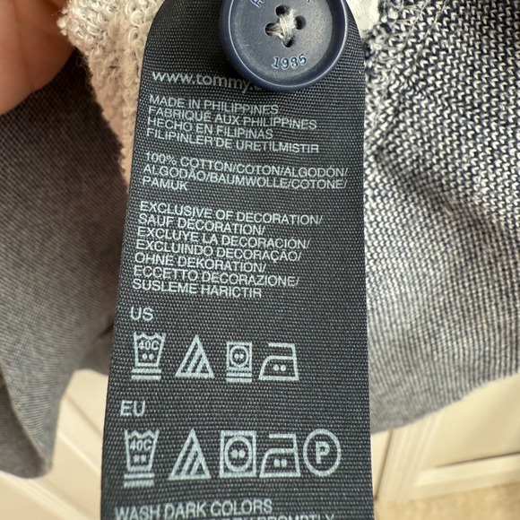 Tommy Hilfiger Men's XXL Shawl Collar Pullover‎ Jumper Sweater Gray Cotton Knit - Picture 7 of 7